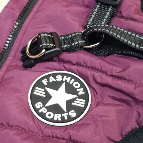 PawRoll Dog Winter Jacket with Harness Fashion Sports Size Large Purple - Picture 2 of 10